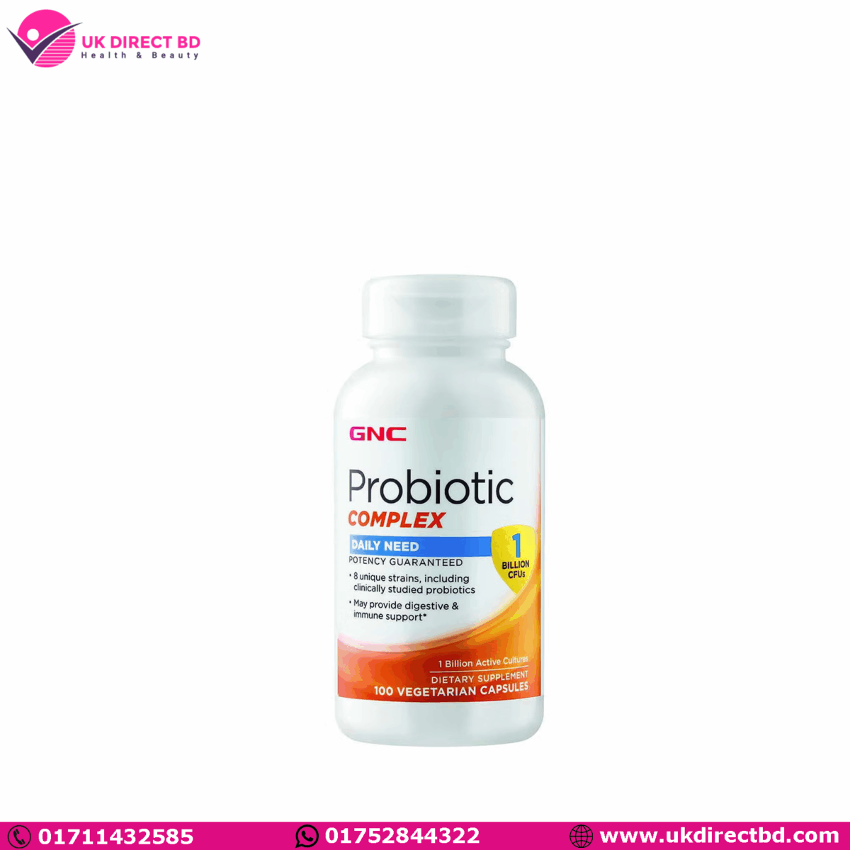 GNC Probiotic Complex Daily Need  1 Billion CFUs  100 Capsules (100 Servings) - Image 1