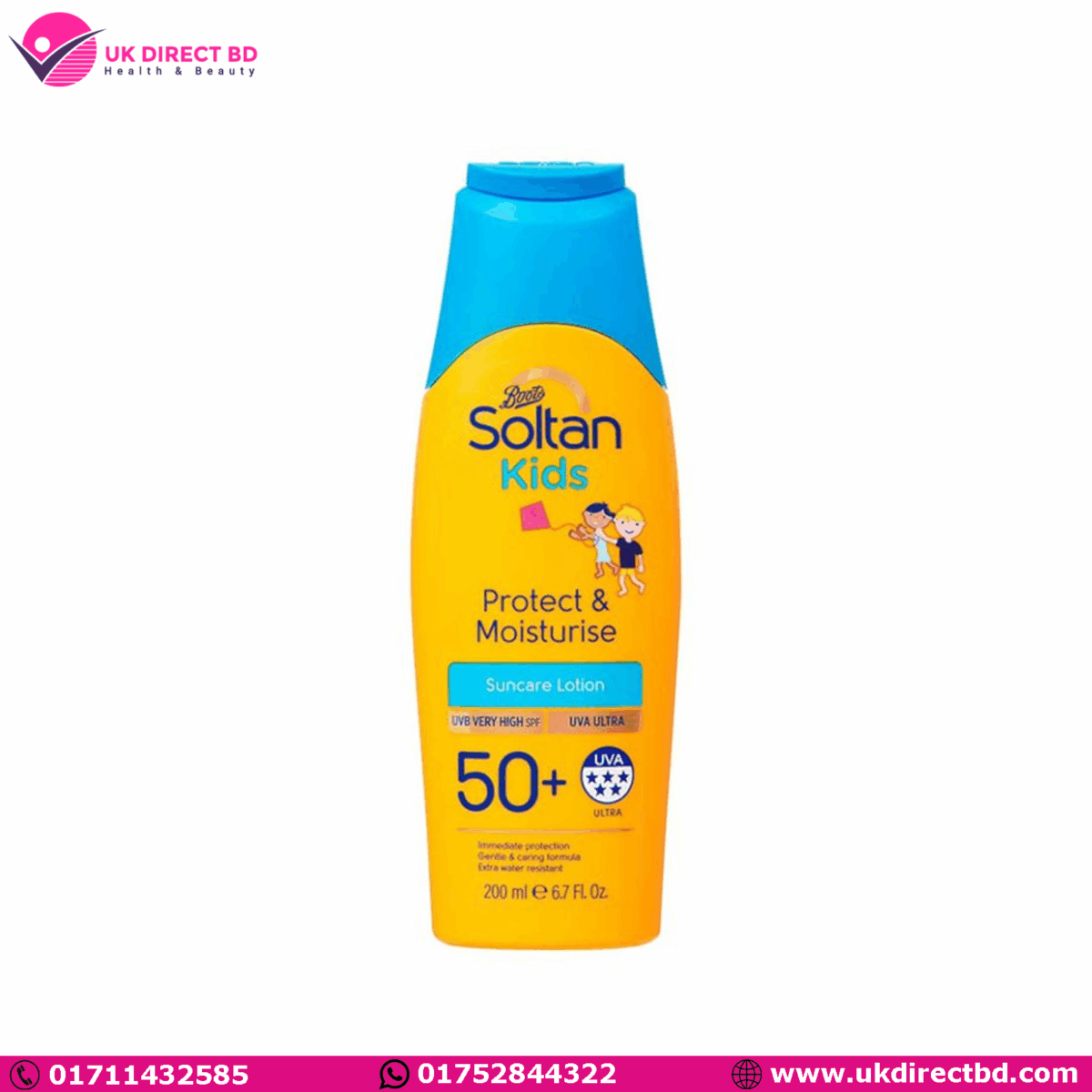 Boots Soltan Kids Protect & Moisturise Lotion SPF50+ 200ml - Image 1