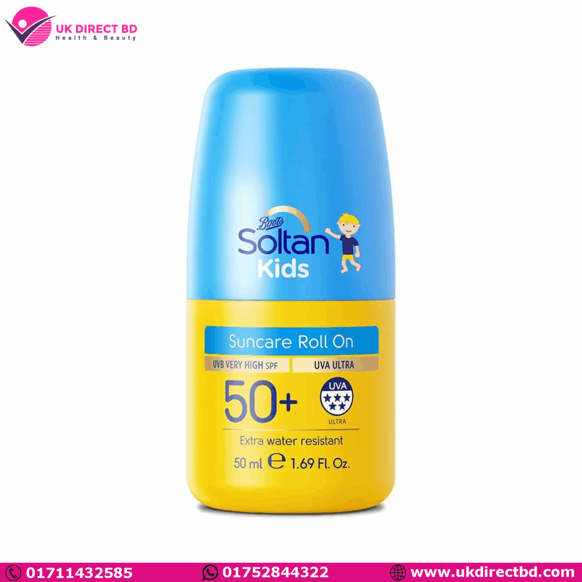 Boots Soltan Kids Protect & Moisturise Suncare Roll On SPF50+ [50ml] - Image 1