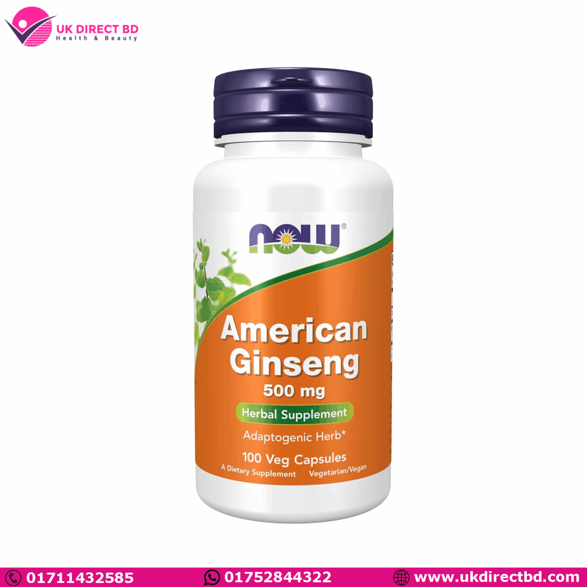 Now Foods American Ginseng Extract 1,000mg 100 Veg Capsules - Image 1