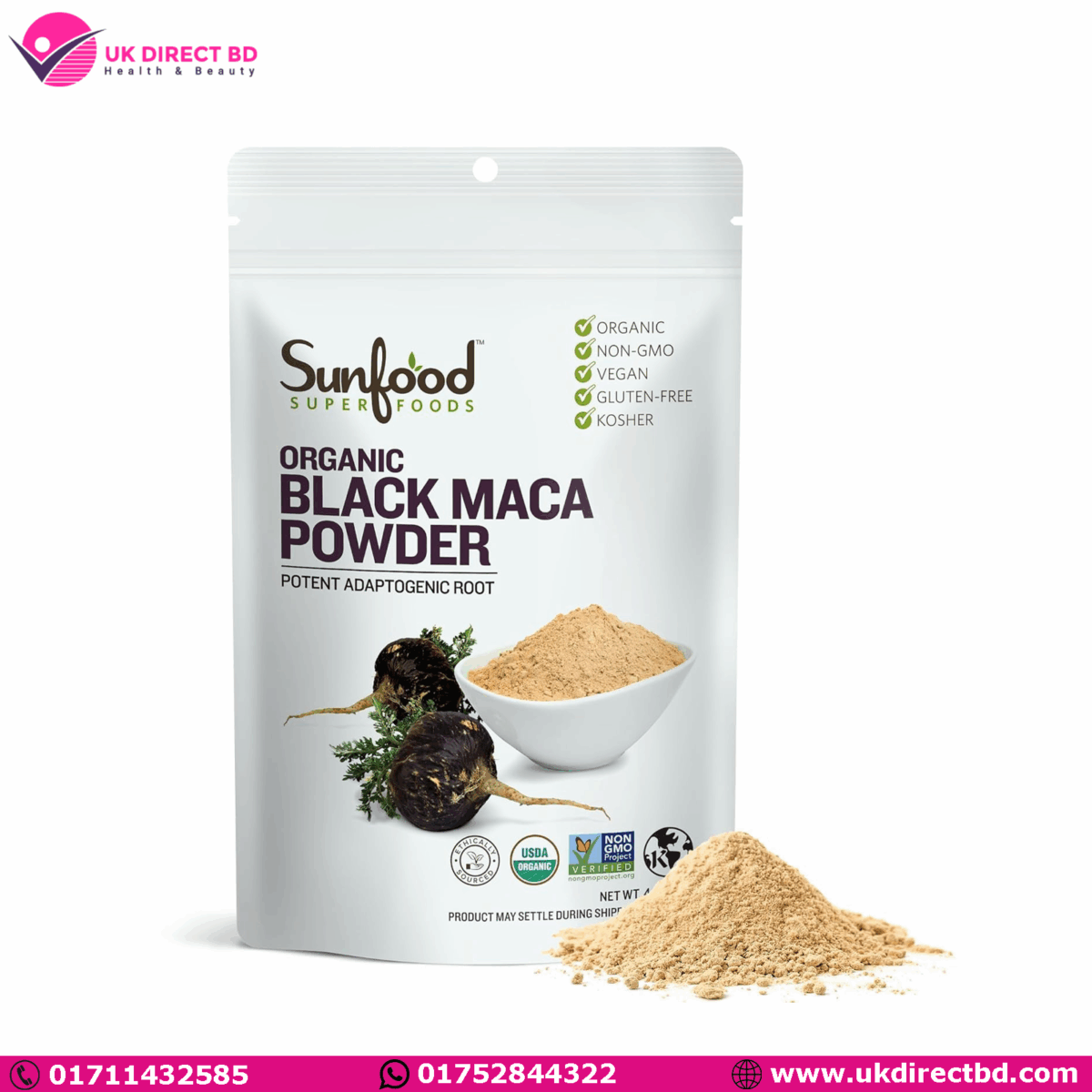 Sunfood Superfoods Organic Black Maca Powder 113g - Image 1