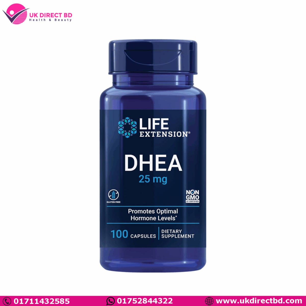 Life Extension DHEA 25mg 100 Capsules - Image 1