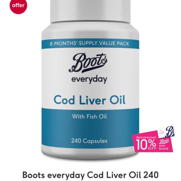Boots everyday Cod Liver Oil With Fish Oil 240 Capsules