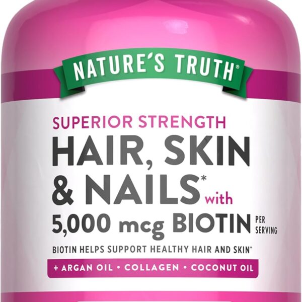 Nature’s Truth Hair Skin & Nails with Biotin 5000mcg 165 Rapid Release Liquid Softgels