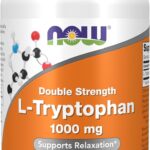 NOW Foods L-Tryptophan 1000mg Double Strength Encourages Positive Mood Supports Relaxation 60 Tablets