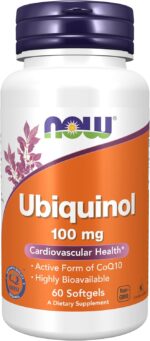 Now Foods Ubiquinol 100mg High Bioavailability (the Active Form of CoQ10) 60 Softgels