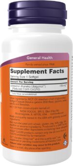 Now Foods Ubiquinol 100mg High Bioavailability (the Active Form of CoQ10) 60 Softgels - Image 2