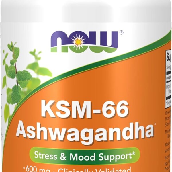 NOW KSM-66 Ashwagandha Stress and Sleep Support 600mg 90 Veg Capsules
