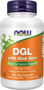 NOW Foods DGL with Aloe Vera (Deglycyrrhizinated Licorice) Dietary Supplement 100 Veg Capsules