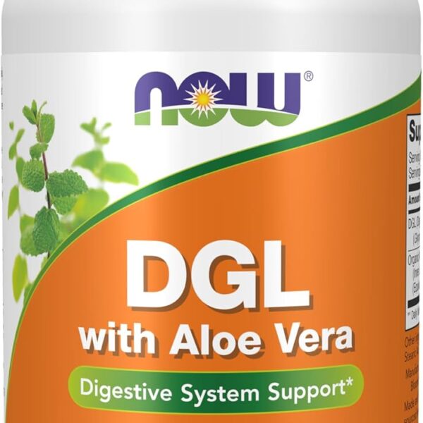 NOW Foods DGL with Aloe Vera (Deglycyrrhizinated Licorice) Dietary Supplement 100 Veg Capsules