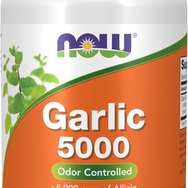 NOW Foods Garlic 5,000 (Allium sativum) Enteric Coated Odor Controlled 90 Tablets
