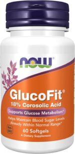 NOW Foods GlucoFit 18% Corosolic Acid Supports Glucose Metabolism 60 Softgels