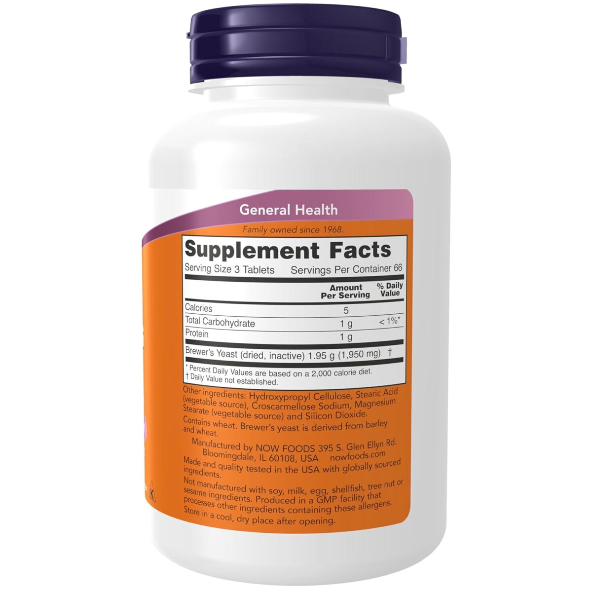 Now Foods Brewer’s Yeast 650mg 200 Tablets - Image 2