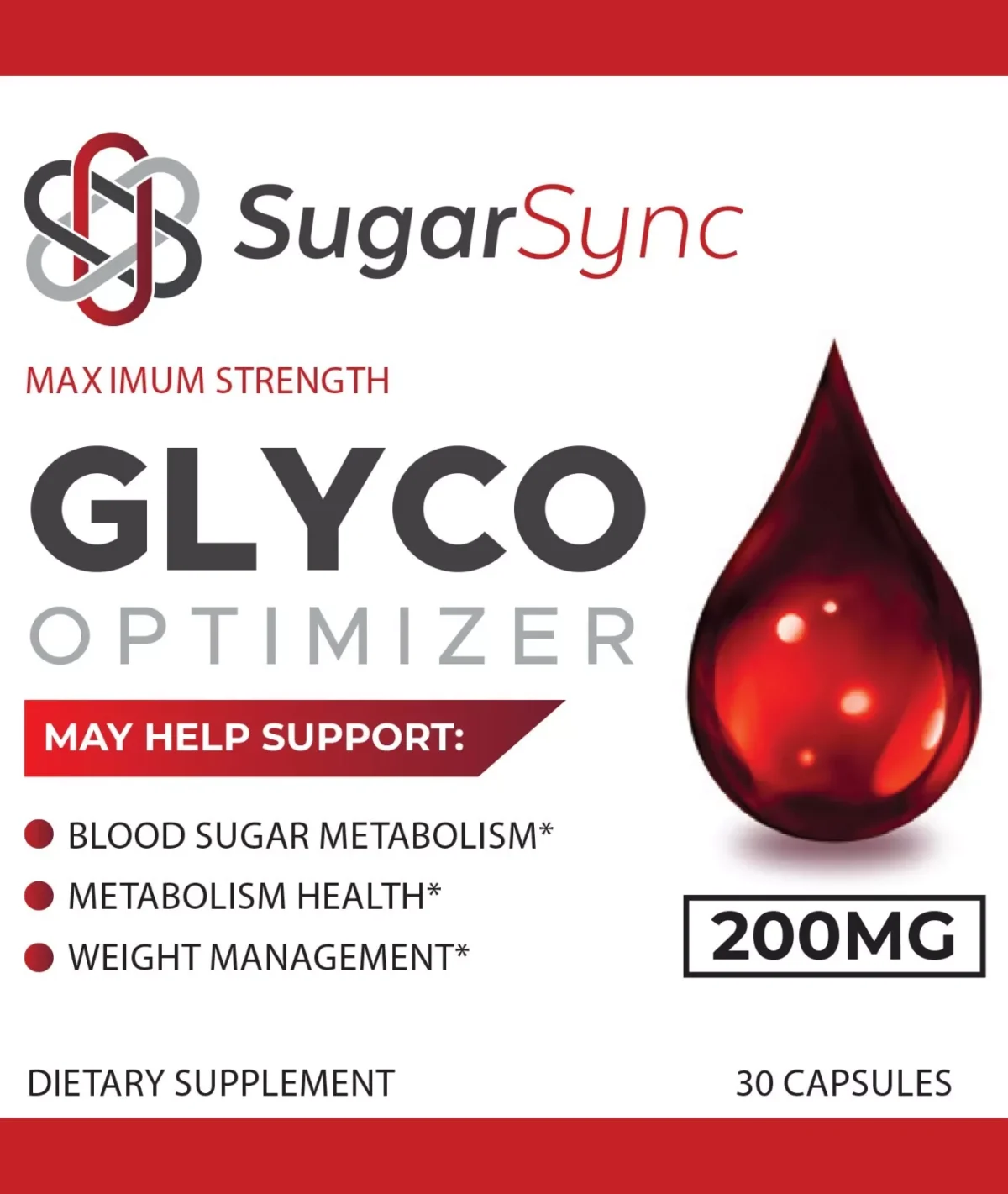 SugarSync Glyco Optimizer Blood Health Support 200mg 30 Capsules Genuine Sugar Sync - Image 1