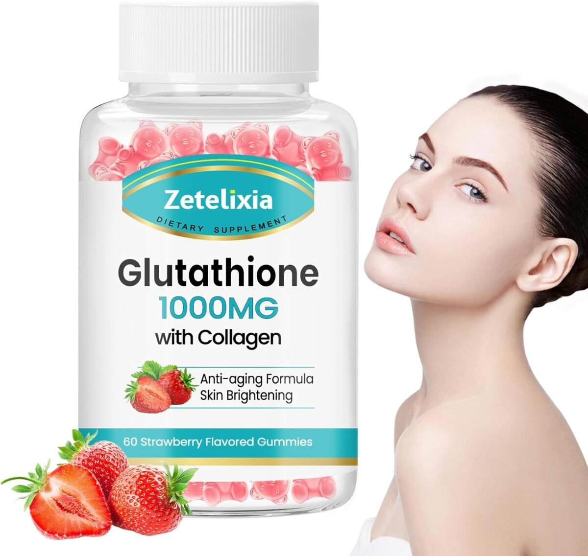Zetelixia Anti-Aging Glutathione Collagen Gummies Youthful Skin, Hair, Nails & Joint Support with Vitamin C 60 Gummies - Image 1