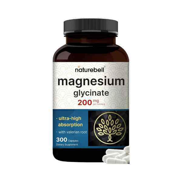 625 NatureBell Magnesium Glycinate Ultra High Absorption 200mg 300 Capsules - Image 1