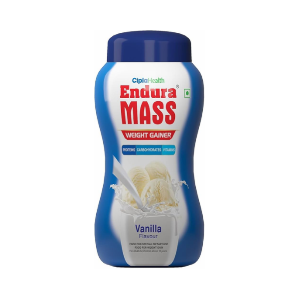 Product (1) Cipla Health Endura Mass Weight Gainer Vanilla Flavour 500g - Image 1