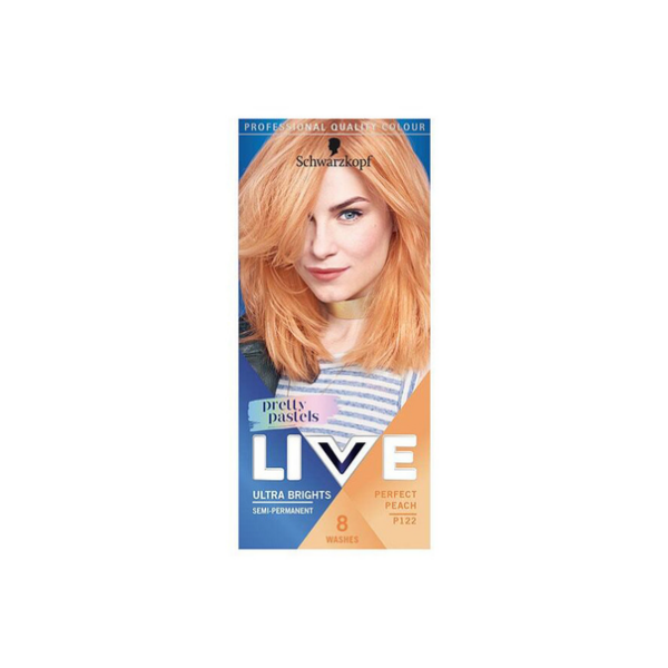Product (21) Schwarzkopf LIVE Ultra Brights Pretty Pastels Copper Hair Dye Perfect Peach P122 - Image 1