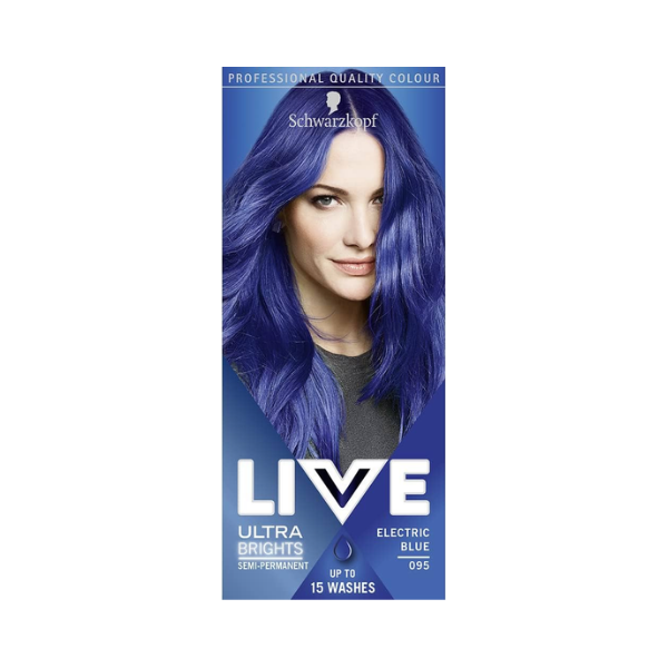 Product (24) Schwarzkopf Live Colour Ultra Brights Semi-Permanent Electric Blue Hair Colour 095 - Image 1
