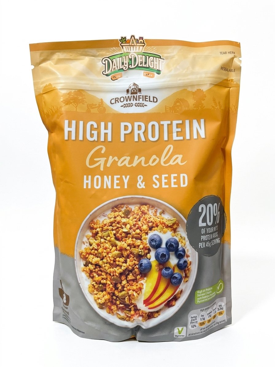 image_55ed6600 Crownfield High Protein granola Honey & Seed 400gm - Image 1